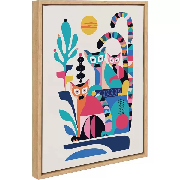 imageKate and Laurel Sylvie Mid Century Modern Lemur Framed Canvas Wall Art by Rachel Lee of My Dream Wall 18x24 Natural Colorful Animal Art for WallNatural