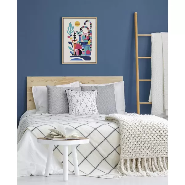 imageKate and Laurel Sylvie Mid Century Modern Lemur Framed Canvas Wall Art by Rachel Lee of My Dream Wall 18x24 Natural Colorful Animal Art for WallNatural