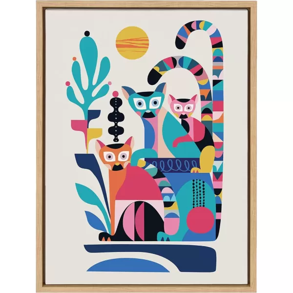 imageKate and Laurel Sylvie Mid Century Modern Lemur Framed Canvas Wall Art by Rachel Lee of My Dream Wall 18x24 Natural Colorful Animal Art for WallNatural