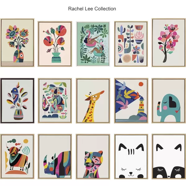 imageKate and Laurel Sylvie Mid Century Modern Lemur Framed Canvas Wall Art by Rachel Lee of My Dream Wall 18x24 Natural Colorful Animal Art for WallNatural
