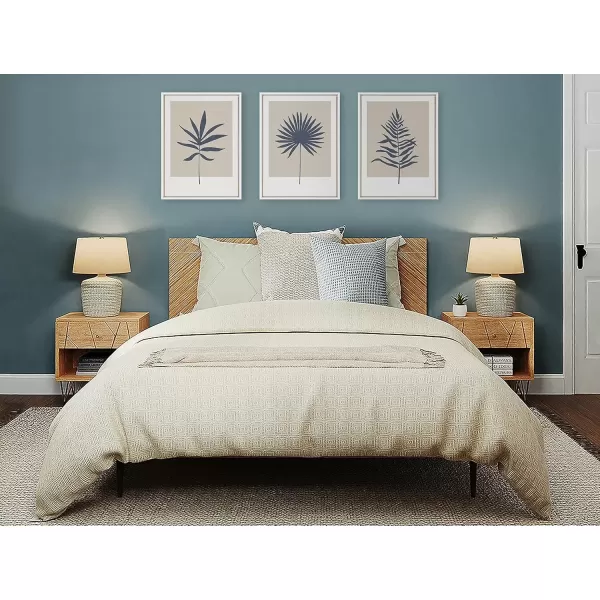 imageKate and Laurel Sylvie Muted Tan and Blue Colorblock Botanical Leaf Framed Canvas Wall Art by The Creative Bunch Studio 18x24 White Simple Modern Botanical Wall Decor ArtWhite