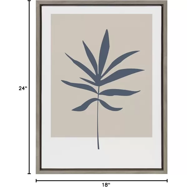 imageKate and Laurel Sylvie Muted Tan and Blue Colorblock Botanical Leaf Framed Canvas Wall Art by The Creative Bunch Studio 18x24 White Simple Modern Botanical Wall Decor ArtGray