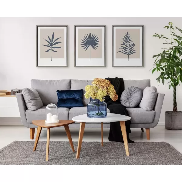 imageKate and Laurel Sylvie Muted Tan and Blue Colorblock Botanical Leaf Framed Canvas Wall Art by The Creative Bunch Studio 18x24 White Simple Modern Botanical Wall Decor ArtGray