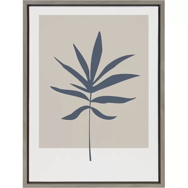 imageKate and Laurel Sylvie Muted Tan and Blue Colorblock Botanical Leaf Framed Canvas Wall Art by The Creative Bunch Studio 18x24 White Simple Modern Botanical Wall Decor ArtGray