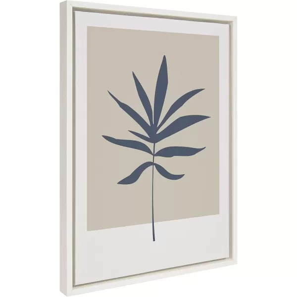 imageKate and Laurel Sylvie Muted Tan and Blue Colorblock Botanical Leaf Framed Canvas Wall Art by The Creative Bunch Studio 18x24 White Simple Modern Botanical Wall Decor ArtWhite