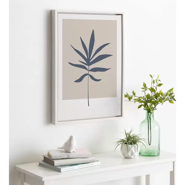 imageKate and Laurel Sylvie Muted Tan and Blue Colorblock Botanical Leaf Framed Canvas Wall Art by The Creative Bunch Studio 18x24 White Simple Modern Botanical Wall Decor ArtWhite