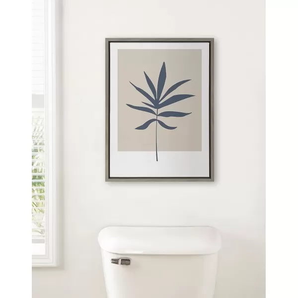 imageKate and Laurel Sylvie Muted Tan and Blue Colorblock Botanical Leaf Framed Canvas Wall Art by The Creative Bunch Studio 18x24 White Simple Modern Botanical Wall Decor ArtGray