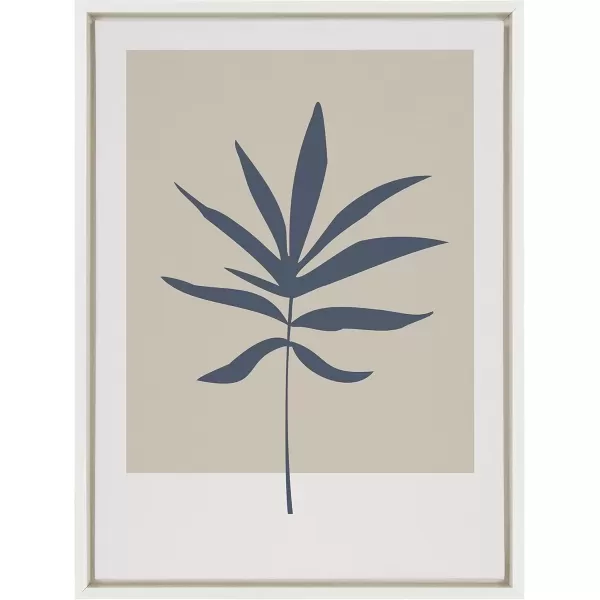 imageKate and Laurel Sylvie Muted Tan and Blue Colorblock Botanical Leaf Framed Canvas Wall Art by The Creative Bunch Studio 18x24 White Simple Modern Botanical Wall Decor ArtWhite