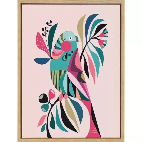 imageKate and Laurel Sylvie Parakeet Framed Canvas Wall Art by Rachel Lee 18x24 NaturalNatural