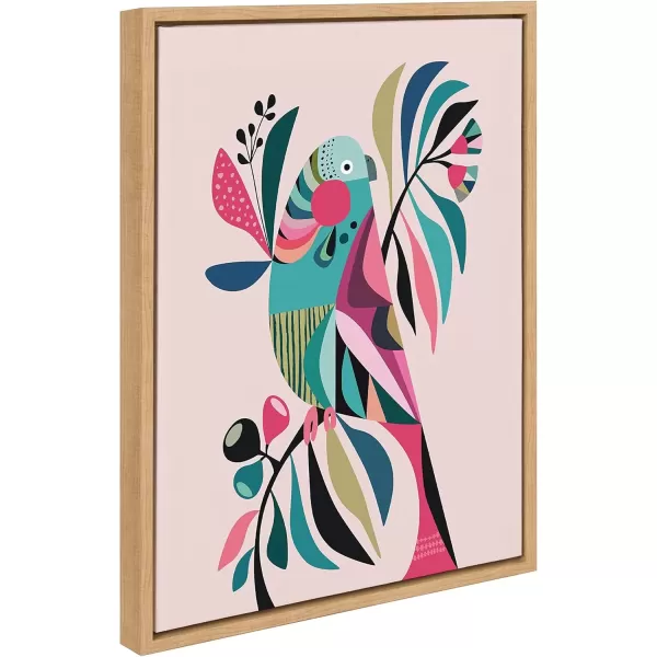 imageKate and Laurel Sylvie Parakeet Framed Canvas Wall Art by Rachel Lee 18x24 NaturalNatural