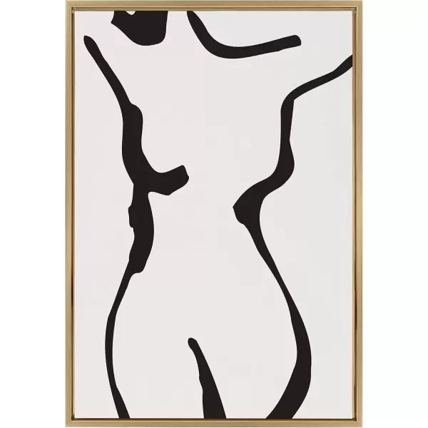 imageKate and Laurel Sylvie Timeless Feminine Figural Drawing 1 Black and White Framed Canvas Wall Art by The Creative Bunch Studio 23x33 Gold Modern Abstract Body Line Drawing Wall DcorGold