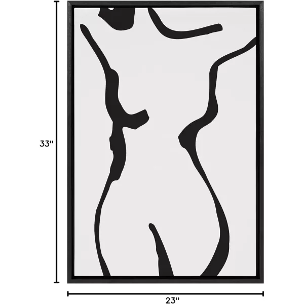 imageKate and Laurel Sylvie Timeless Feminine Figural Drawing 1 Black and White Framed Canvas Wall Art by The Creative Bunch Studio 23x33 Gold Modern Abstract Body Line Drawing Wall DcorBlack