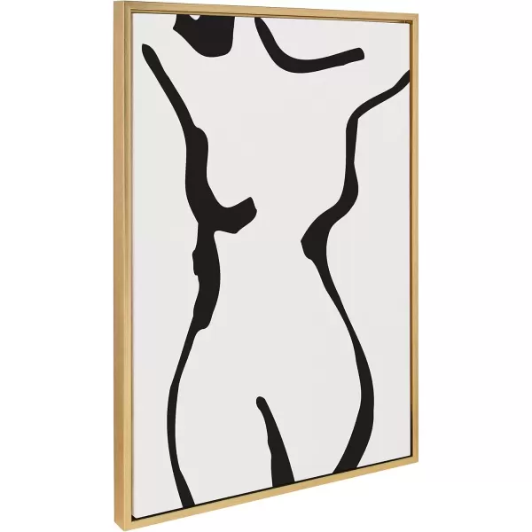 imageKate and Laurel Sylvie Timeless Feminine Figural Drawing 1 Black and White Framed Canvas Wall Art by The Creative Bunch Studio 23x33 Gold Modern Abstract Body Line Drawing Wall DcorGold