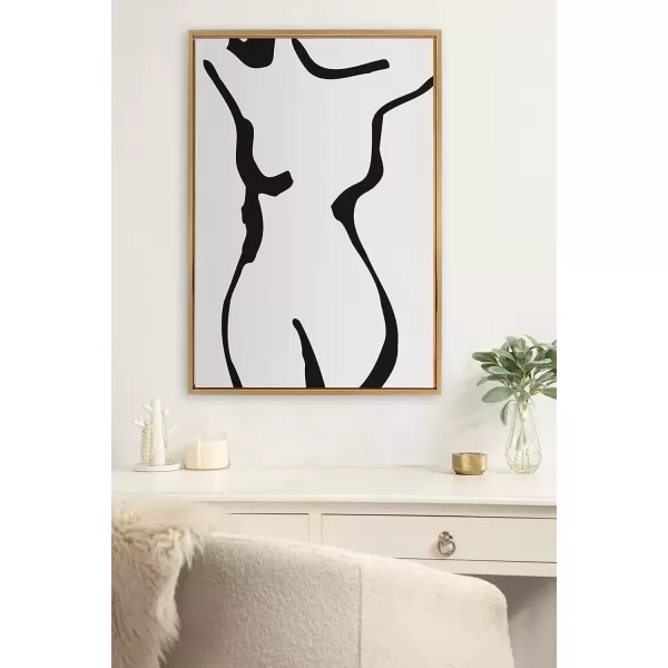 imageKate and Laurel Sylvie Timeless Feminine Figural Drawing 1 Black and White Framed Canvas Wall Art by The Creative Bunch Studio 23x33 Gold Modern Abstract Body Line Drawing Wall DcorGold