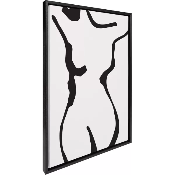 imageKate and Laurel Sylvie Timeless Feminine Figural Drawing 1 Black and White Framed Canvas Wall Art by The Creative Bunch Studio 23x33 Gold Modern Abstract Body Line Drawing Wall DcorBlack