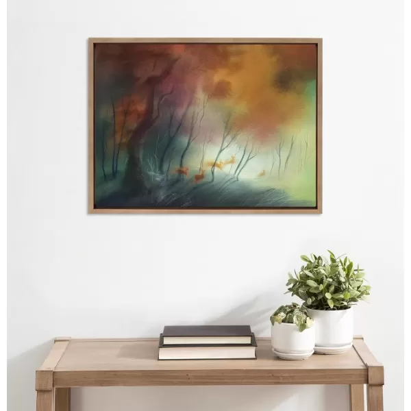 imageKate and Laurel Sylvie Waltz of the Stags Framed Canvas Wall Art by Faryn Hughes 18x24 Gold Modern Abstract Deer Art for Wall