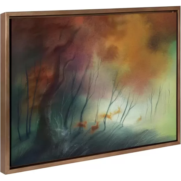 imageKate and Laurel Sylvie Waltz of the Stags Framed Canvas Wall Art by Faryn Hughes 18x24 Gold Modern Abstract Deer Art for Wall