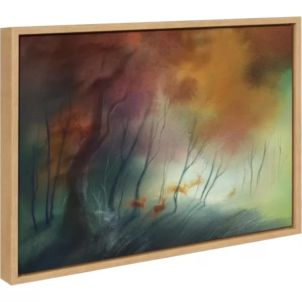 imageKate and Laurel Sylvie Waltz of the Stags Framed Canvas Wall Art by Faryn Hughes 18x24 Natural Modern Abstract Deer Art for Wall