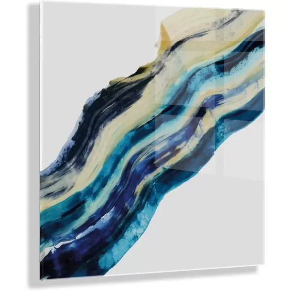 imageKate and Laurel Wavy Lines Floating Acrylic Art by Amy Lighthall 23x23 Blue Abstract Art Print For Wall