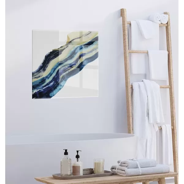 imageKate and Laurel Wavy Lines Floating Acrylic Art by Amy Lighthall 23x23 Blue Abstract Art Print For Wall