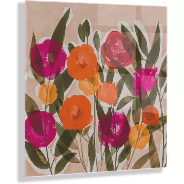 imageKate and Laurel x Amy Lighthall Collaboration Spring Bouquet Floating Acrylic Art 23x23 Vibrant Flower Art Print for Wall