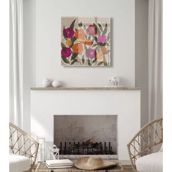 imageKate and Laurel x Amy Lighthall Collaboration Spring Bouquet Floating Acrylic Art 23x23 Vibrant Flower Art Print for Wall