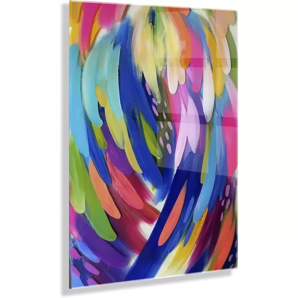 imageKate and Laurel x EttaVee Collaboration Bright Brush Strokes Floating Acrylic Art 23x31 Decorative Vibrant Abstract Art for Wall