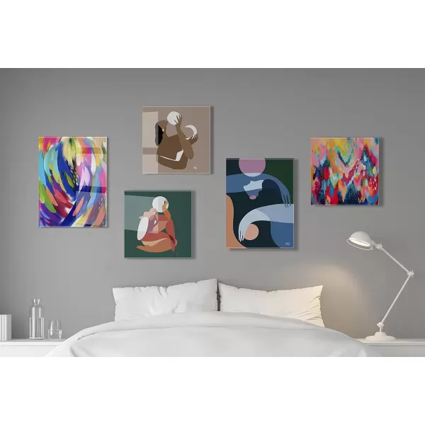 imageKate and Laurel x Ettavee Collaboration EV Brushstroke 100 Floating Acrylic Art 23x23 Vibrant Abstract Art Print for Wall