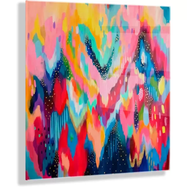 imageKate and Laurel x Ettavee Collaboration EV Brushstroke 100 Floating Acrylic Art 23x23 Vibrant Abstract Art Print for Wall