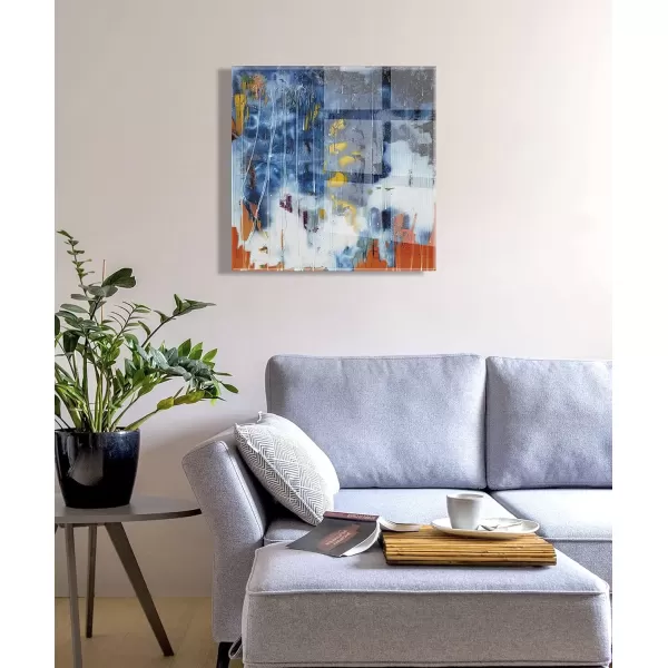 imageKate and Laurel x Grant Mahr Collaboration Summer Sky Floating Acrylic Art 23x23 Vibrant Colorful Abstract Art for Wall