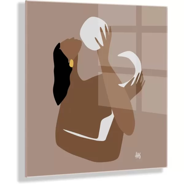 imageKate and Laurel x Maggie Stephenson Collaboration Night and Day Mocha Acrylic Art 23x23 Decorative Calming Art for Wall