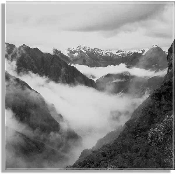 imageKate and Laurel x Pete Olsen Collaboration Inca Trail Floating Acrylic Art 23x23 Black and White Landscape Art for Wall