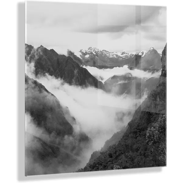 imageKate and Laurel x Pete Olsen Collaboration Inca Trail Floating Acrylic Art 23x23 Black and White Landscape Art for Wall