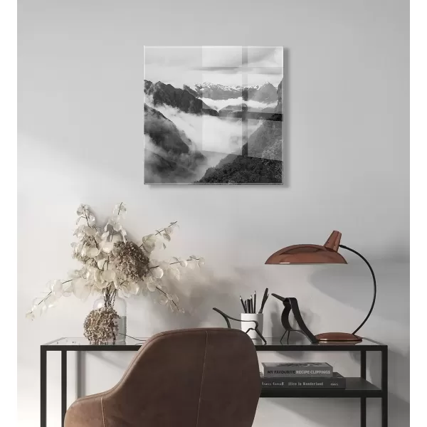 imageKate and Laurel x Pete Olsen Collaboration Inca Trail Floating Acrylic Art 23x23 Black and White Landscape Art for Wall