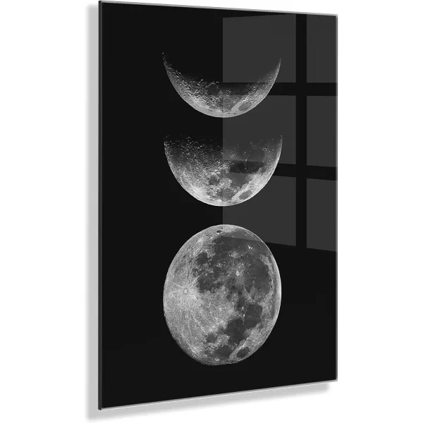 imageKate and Laurel x The Creative Bunch Studio Collaboration Mod Moon Its Just a Phase Floating Acrylic Art 23x31 Black and White Moon Phase Art for Wall