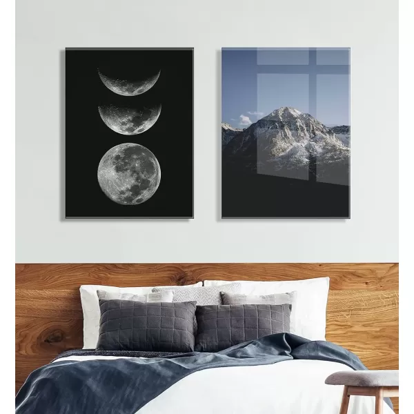 imageKate and Laurel x The Creative Bunch Studio Collaboration Mod Moon Its Just a Phase Floating Acrylic Art 23x31 Black and White Moon Phase Art for Wall