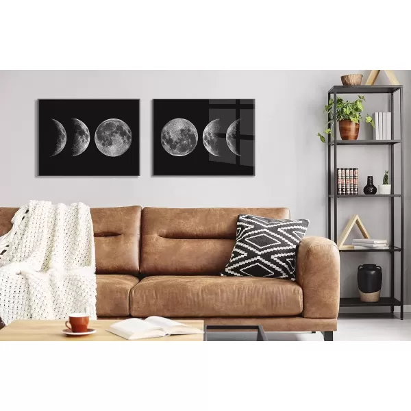 imageKate and Laurel x The Creative Bunch Studio Collaboration Mod Moon Its Just a Phase Floating Acrylic Art 23x31 Black and White Moon Phase Art for Wall