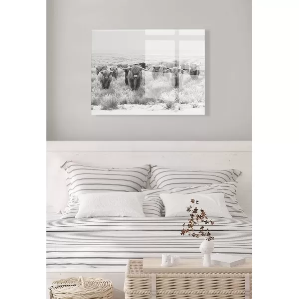 imageKate and Laurel x The Creative Bunch Studio Collaboration Titled Herd of Highland Cows Floating Acrylic Art 23x31 Decorative Black and White Animal Art for Wall