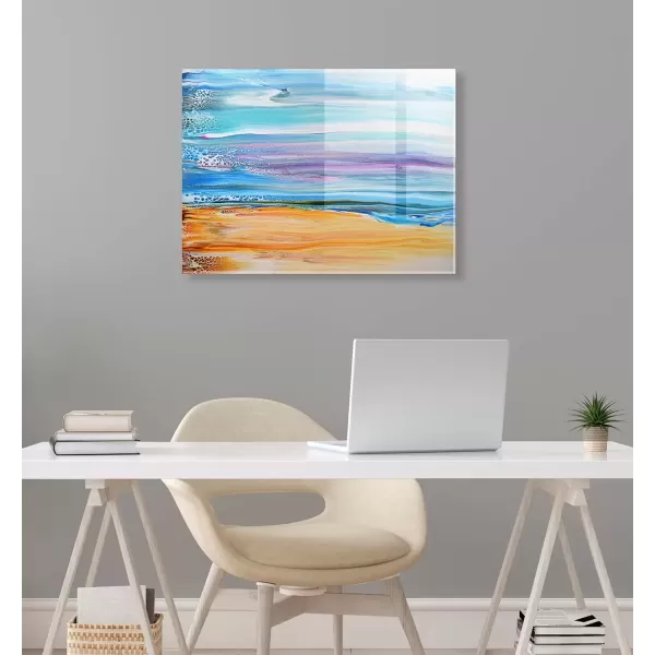 imageKate and Laurel x Xizhou Xie Collaboration Sand and Surf Frameless Floating Acrylic Art 23x31 Modern Abstract Bright Landscape Art for Wall