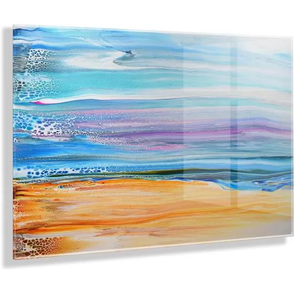 imageKate and Laurel x Xizhou Xie Collaboration Sand and Surf Frameless Floating Acrylic Art 23x31 Modern Abstract Bright Landscape Art for Wall