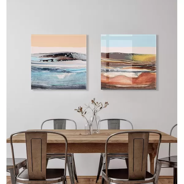 imageKate and Laurel x Xizhou Xie Collaboration Sonoran Desert Frameless Floating Acrylic Art 23x23 Modern Abstract Bright Landscape Art for Wall