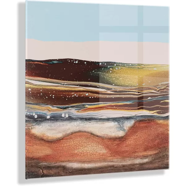 imageKate and Laurel x Xizhou Xie Collaboration Sonoran Desert Frameless Floating Acrylic Art 23x23 Modern Abstract Bright Landscape Art for Wall