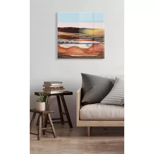 imageKate and Laurel x Xizhou Xie Collaboration Sonoran Desert Frameless Floating Acrylic Art 23x23 Modern Abstract Bright Landscape Art for Wall