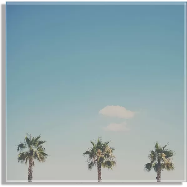 imageKate and Laurel A Trio Of Palm Trees Floating Acrylic Art by Laura Evans 23x23 Decorative Coastal Art for Wall