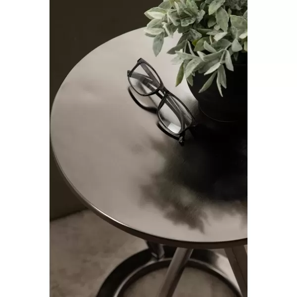 imageKate and Laurel Aja Modern Metal Round Side Table 15 x 15 x 23 Gray Gunmetal Decorative Geometric End Table with Unique Slanted Legs for Use as Bedroom Nightstand or Living Room Indoor Plant Stand