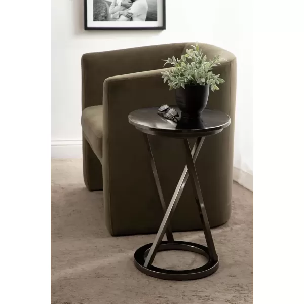 imageKate and Laurel Aja Modern Metal Round Side Table 15 x 15 x 23 Gray Gunmetal Decorative Geometric End Table with Unique Slanted Legs for Use as Bedroom Nightstand or Living Room Indoor Plant Stand