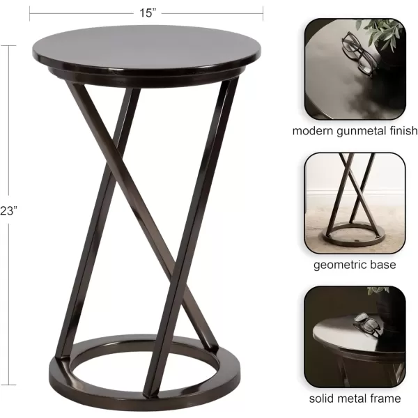 imageKate and Laurel Aja Modern Metal Round Side Table 15 x 15 x 23 Gray Gunmetal Decorative Geometric End Table with Unique Slanted Legs for Use as Bedroom Nightstand or Living Room Indoor Plant Stand
