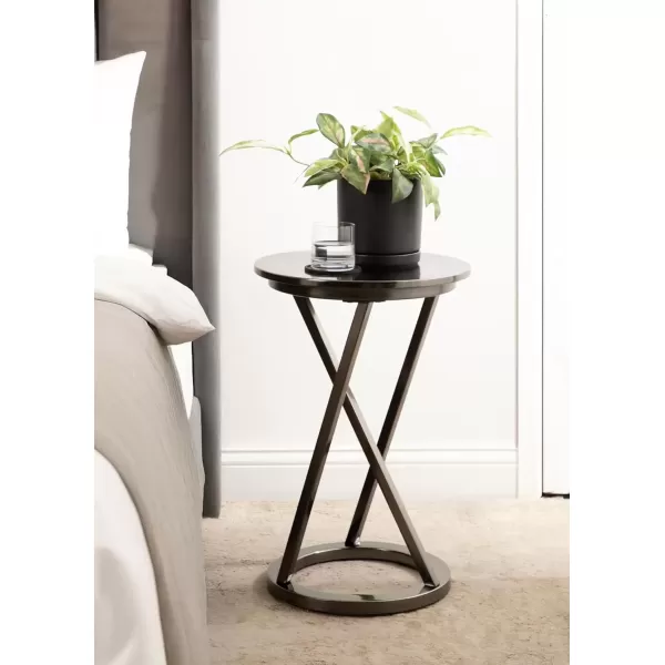 imageKate and Laurel Aja Modern Metal Round Side Table 15 x 15 x 23 Gray Gunmetal Decorative Geometric End Table with Unique Slanted Legs for Use as Bedroom Nightstand or Living Room Indoor Plant Stand