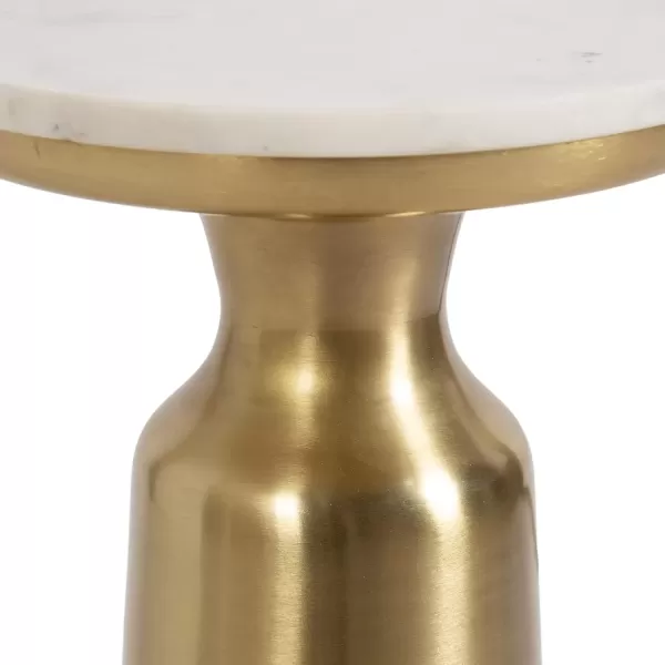 imageKate and Laurel Cardina Glam Marble Round Drink Table 10 x 10 x 22 White Marble and Gold Modern Marble Top Circle Mini Table for Use as a Small Bedroom Nightstand or Living Room Plant Stand Option
