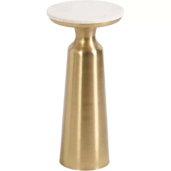 imageKate and Laurel Cardina Glam Marble Round Drink Table 10 x 10 x 22 White Marble and Gold Modern Marble Top Circle Mini Table for Use as a Small Bedroom Nightstand or Living Room Plant Stand Option